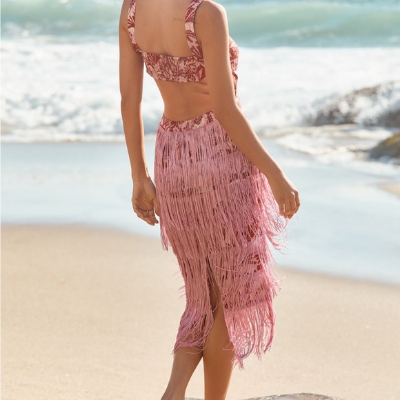 Anthropologie Dresses & Skirts - Pink Fringe Beach Cover-Up Dress